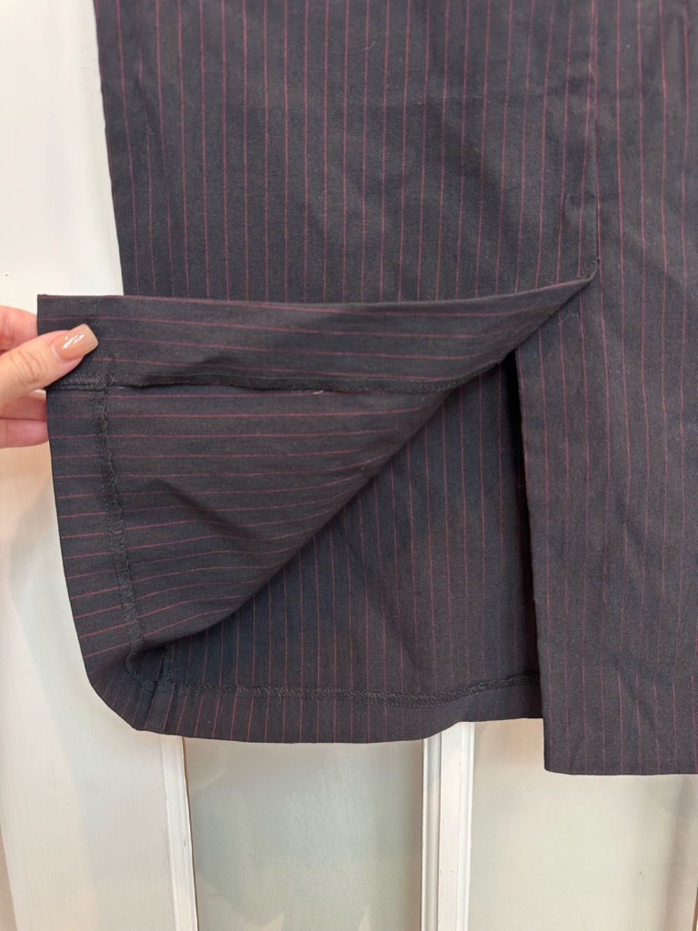 Vintage Betsey Johnson Y2K Retro Pinup Rockabilly Pinstripe Pencil Skirt Size M - Picture 5 of 10